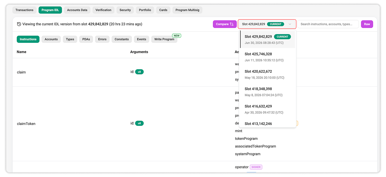 Scroll to find and click to view the previous IDL version that you need in the dropdown menu.